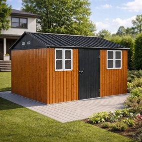 Fém kerti szerszámtároló ház, barna/antracit, 3,6x3,1x2,5 m, GABKO