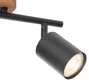 Ipari spotlámpa fekete fával dönthető 2-lámpás - Jeana