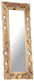 kézzel faragott barna tömör mangófa tükör 110 x 50 cm