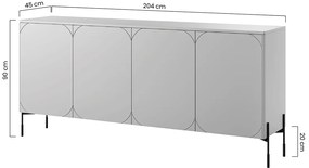 Sonatia négyajtós komód fiókkal 200 cm - bordó