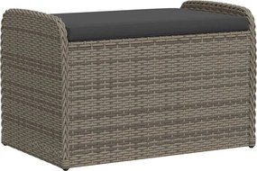 vidaXL szürke polyrattan tárolópad párnával 80 x 51 x 52 cm