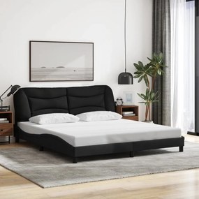 fekete szövet ágykeret LED-es matrac nélkül 180 x 200 cm