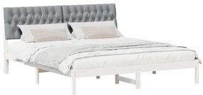 Ágykeret Kárpitozott Fejtámlával fejtámlával Fehér 180 x 200 cm