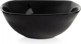 Salátás Tál Üveg Leves Salátához Fekete 15CM 450ML Mély