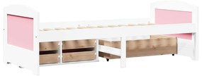 Napozóágy 5 fiókkal matrac nélkül IRUN Fehér&amp;Rózsaszín 90x200cm