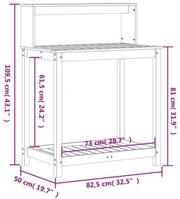 fehér tömör fenyőfa ültetőasztal polccal 82,5 x 50 x 109,5 cm