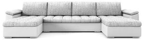 VEGAS 320/160 U alakú kinyitható kanapé Világos szürke / fehér ökobőr