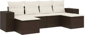 vidaXL 6 részes barna polyrattan kerti ülőgarnitúra párnával