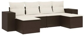 vidaXL 6 részes barna polyrattan kerti ülőgarnitúra párnával