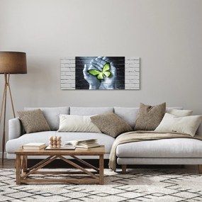 Kép - Zöld pillangó a falon (120x50 cm)