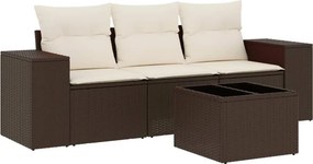 vidaXL 4 részes barna polyrattan kerti ülőgarnitúra párnákkal