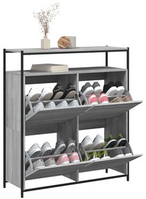 szürke sonoma cipőszekrény 4 kihajtható fiókkal 100x34x112 cm