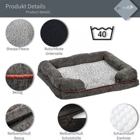 PETSTUFF® Kutyafekhely L sötét szürke 106 x 80 x 18 cm