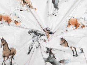 Pamut ágynemű kiságyhoz HORSE DREAM fehér Ágyneműhuzat mérete: 45 x 65 cm | 90 x 135 cm