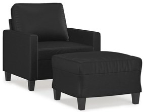fekete műbőr kanapéfotel lábtartóval 60 cm