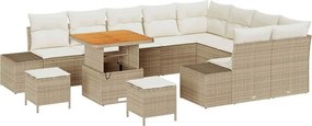 vidaXL Kerti Kanapé Szett párnával tárolóval 12 pcs Bézs Poli rattan