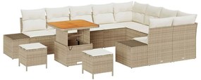 vidaXL Kerti Kanapé Szett párnával tárolóval 12 pcs Bézs Poli rattan