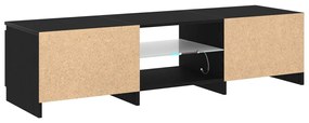 TV Szekrény LED Fénnyel, Fekete Tölgy, 140x40x35,5 cm, Fa Műanyag