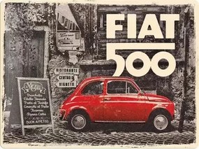 Fém tábla Fiat 500 Retro, (40 x 30 cm)