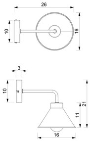 Fali lámpa DEMET 1xE27/60W/230V fekete/arany
