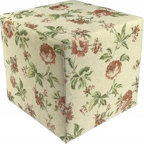 Négyzet alakú puff rose bézs virágok pamut chaft