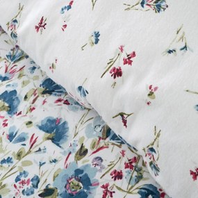 Fehér-kék kétszemélyes flanel ágyneműhuzat 200x200 cm Ophelia Floral – Bianca