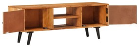 tömör akácfa és fém TV-szekrény ajtókkal 112 x 30 x 40 cm