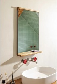 Fali tükör polccal tömörfa kerettel 50x75 cm Lun – noo.ma