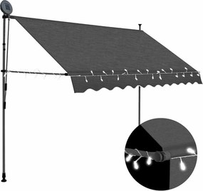vidaXL antracitszürke kézzel kihúzható LED-es napellenző 250 cm