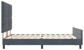 sötétszürke ágykeret, 160x200 cm, velúr