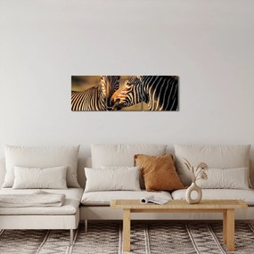 Kép - Két zebra (órával) (90x30 cm)