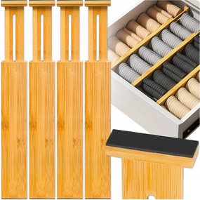 4x Fiókrendező Rekesz Elválasztó Bambusz Rekeszek 4 Db-os Készlet