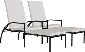 vidaXL 2 db barna polyrattan napozóágy lábtartóval