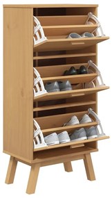 OLDEN barna tömör fenyőfa cipőszekrény 55 x 35 x 120 cm