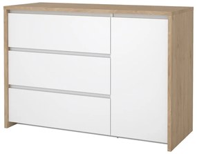 Fehér-natúr színű komód tölgyfa dekorral 119x84x48 cm Next – Tvilum