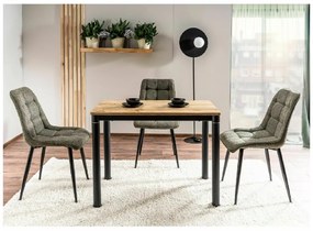 Fekete DAMAR étkezőasztal 100x60 cm, tölgy artisan dekorációval