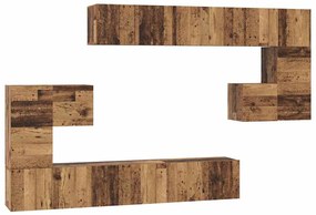 TV szekrény garnitúra 10 pcs Régi fa 60 x 30 x 30 cm Faanyag