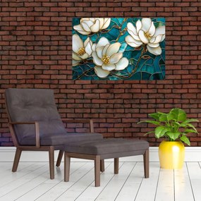 Kép - Ólomüveg magnóliával (90x60 cm)
