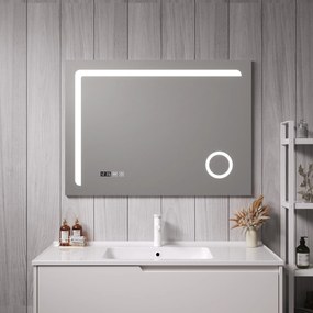 [pro.tec] LED fürdőszobai tükör Chambave 100x70 cm ezüstszínű