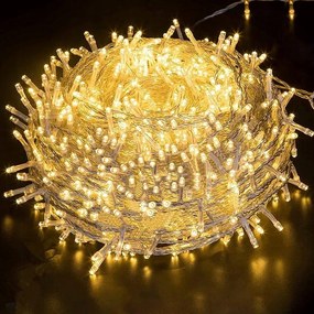 Karácsonyfa Lámpák 300 Led 24M Fehér Meleg Átlátszó Vezetékkel