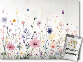 Fotótapéta Flizelina Akvarell Kert Rét Színes Virágok 200x140 ragasztó