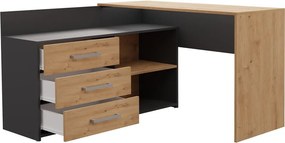 Dany sarok íróasztal polccal, tárolóval, antracit-tölgy