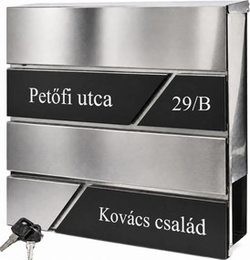 Rozsdamentes (INOX) fém postaláda, gravírozott felirattal "4"