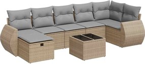 vidaXL 8 részes bézs polyrattan kerti ülőgarnitúra párnával