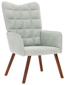 világosszürke bársony pihenőfotel zsámolynal