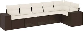 vidaXL 6 részes barna polyrattan kerti ülőgarnitúra párnával