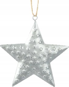 Dombornyomott fém csillag ezüst, gömb 11cm