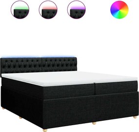 vidaXL fekete szövet rugós ágy matraccal 200 x 200 cm