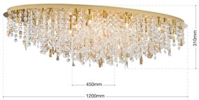 Orion - Kristály mennyezeti lámpa CRYSTALRIVER 21xG9/40W/230V arany