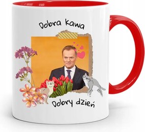 Donald Tusk Piros Bögre Platform Ajándék fényképes nyomtatással